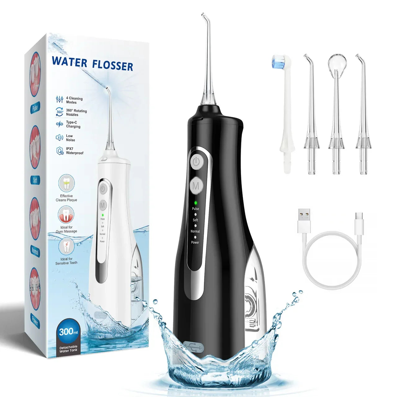 PUURSMILE water flosser with detachable nozzle for daily oral hygiene and teeth cleaning at home