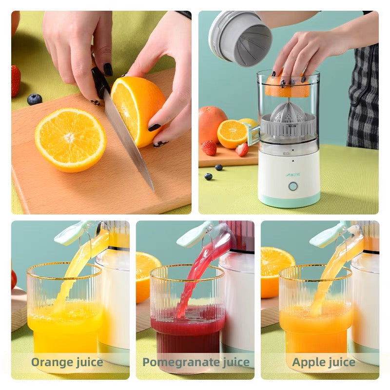 Automatic fruit juicer with stainless steel body and collection cup for extracting citrus juice