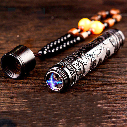 Wooden electronic cigarette lighter with Chinese style carving and dual arc plasma ignition USB charging port