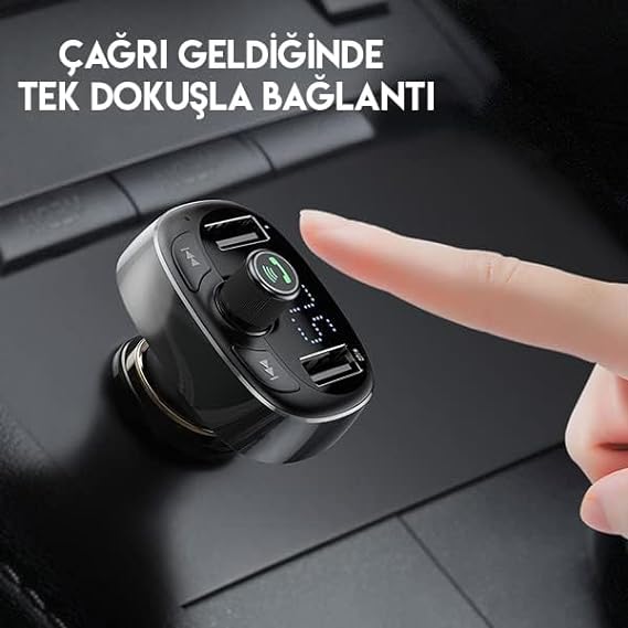 T-shaped Bluetooth MP3 car charger with USB ports for vehicle audio playback and device charging