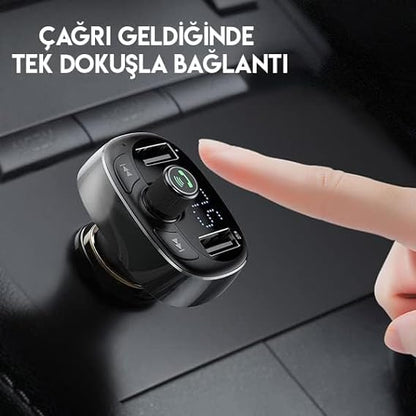 T-shaped Bluetooth MP3 car charger with USB ports for vehicle audio playback and device charging