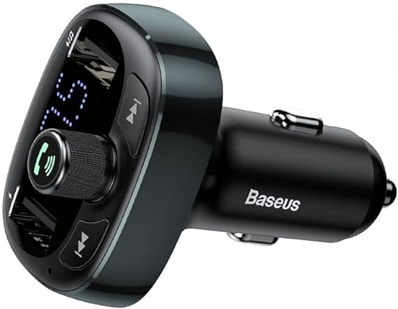 T-Typed Bluetooth MP3 car charger with digital display and USB ports for in-car audio streaming