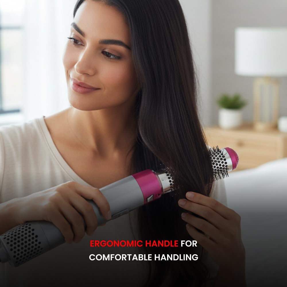 BRELZA 5-in-1 hot air brush styler with interchangeable attachments for drying and styling hair