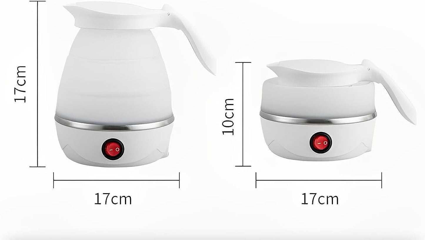 Compact portable electric kettle with handle and spout for travel and office use