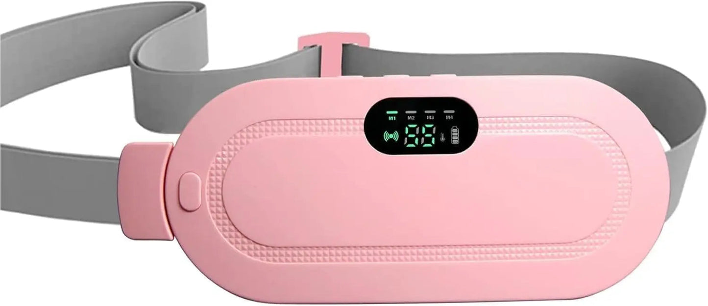 Smart menstrual heating belt with adjustable waist strap providing targeted warmth for period cramp relief.