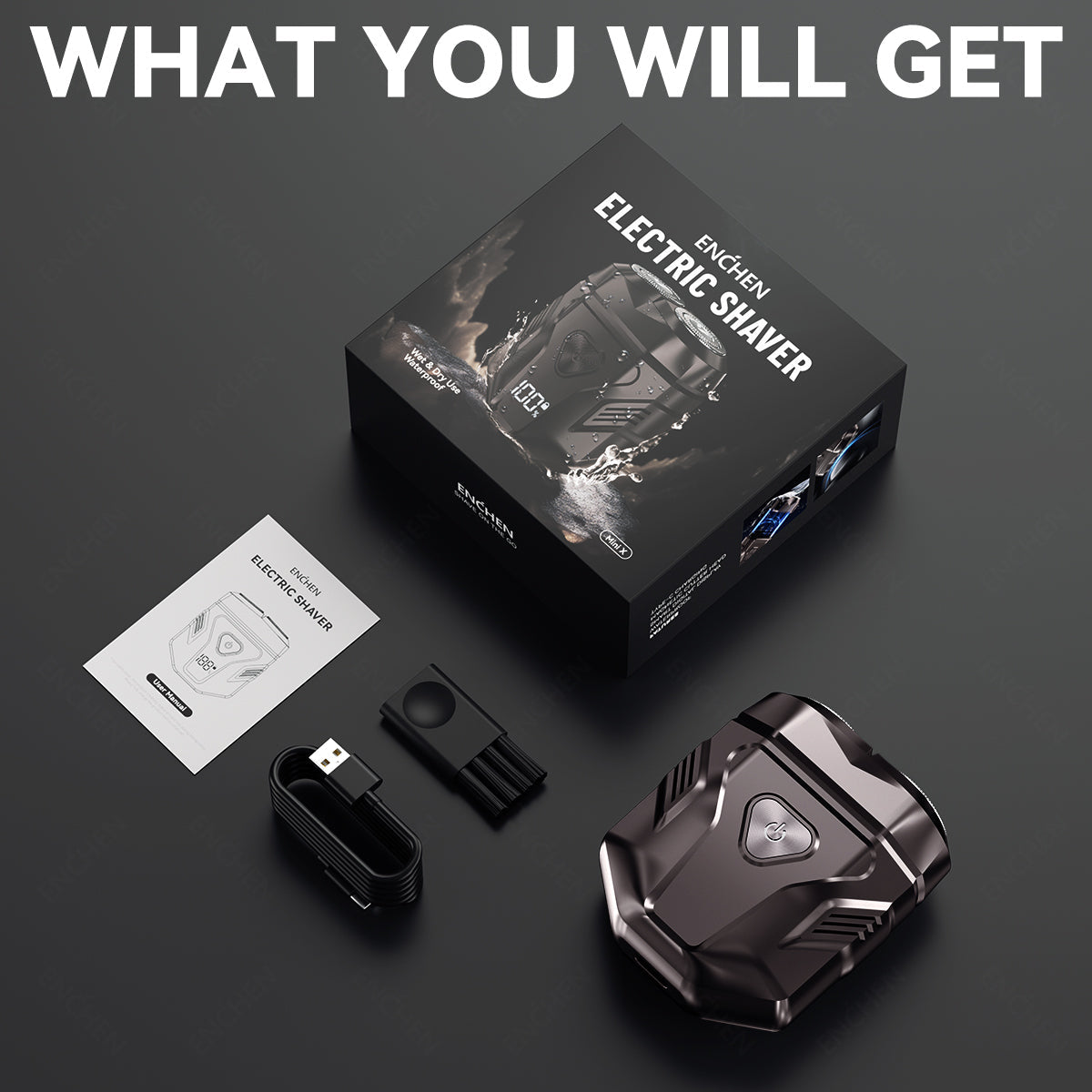 Black BRELZA rechargeable waterproof shaver with digital display screen for daily facial grooming