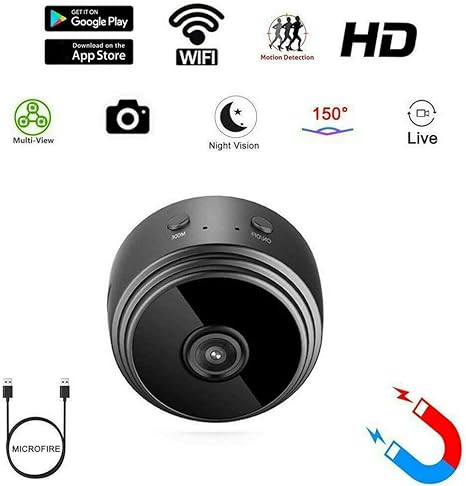 A9 mini wireless security camera with compact round body for indoor home monitoring