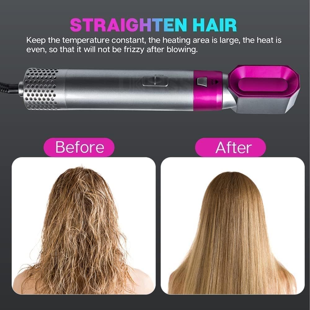 BRELZA 5-in-1 hot air brush styler with interchangeable attachments for drying and styling hair