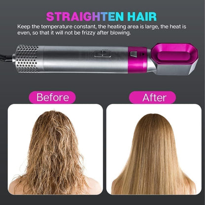 BRELZA 5-in-1 hot air brush styler with interchangeable attachments for drying and styling hair
