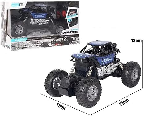 Remote control stunt car with large off-road tires and handheld controller