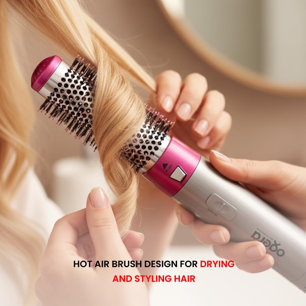 BRELZA 5-in-1 hot air brush with attachments for blow drying and styling hair