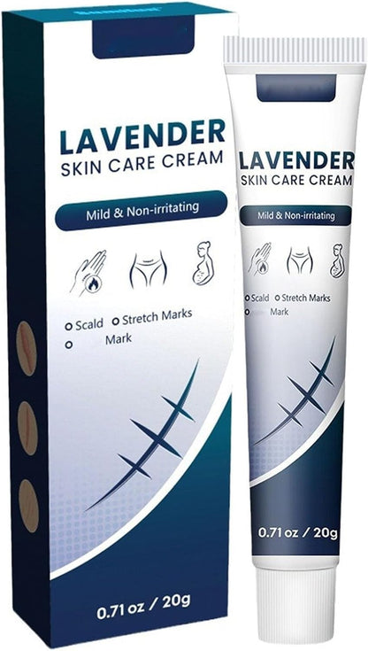 BRELZA lavender skin care cream in a white jar for daily facial moisturizing and soothing dry skin