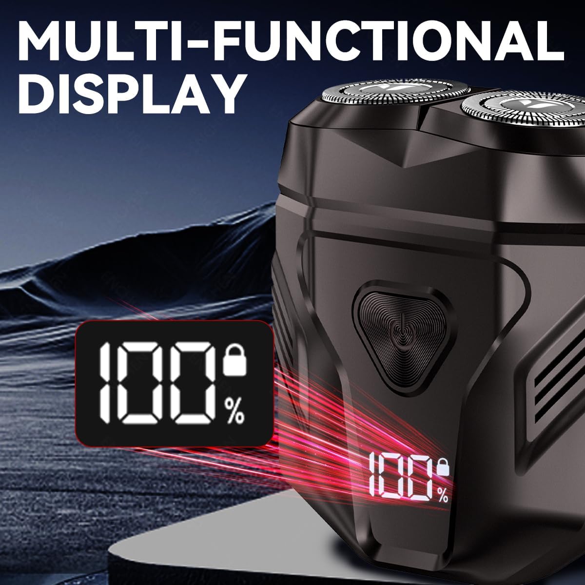 Black BRELZA rechargeable waterproof electric shaver with digital display for daily grooming and travel