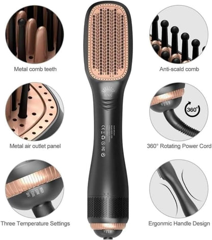 Joy two in one hot air styling comb with heat resistant bristles for drying and straightening hair