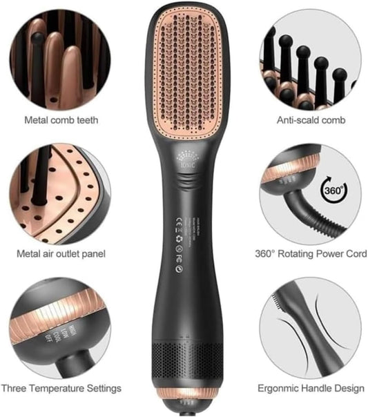 Joy two in one hot air styling comb with heat resistant bristles for drying and straightening hair