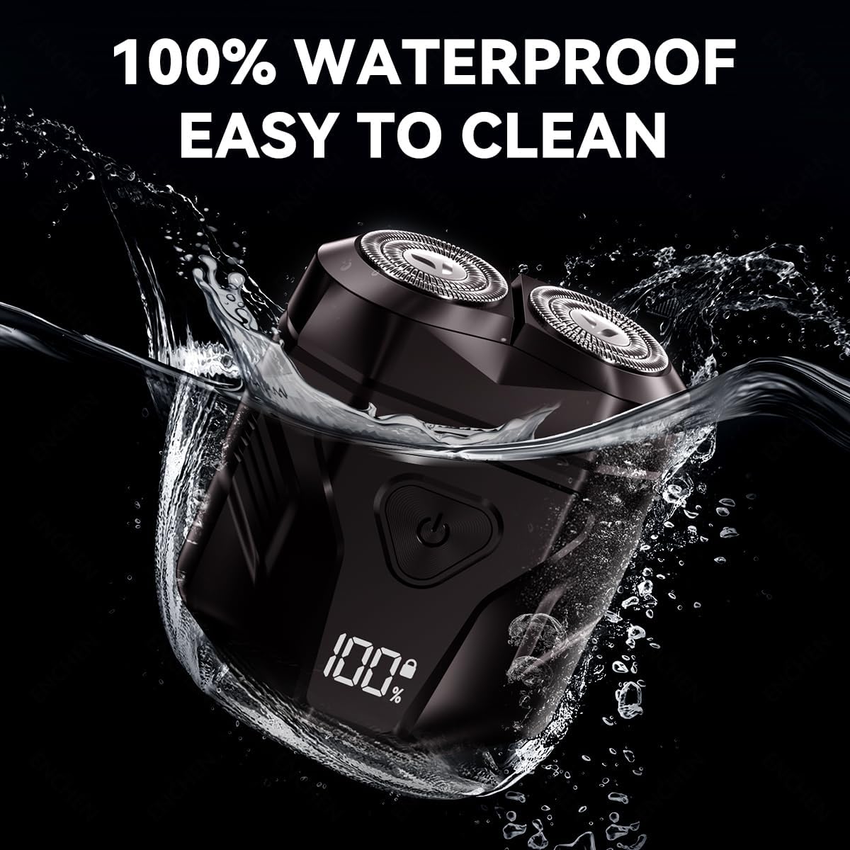 Black BRELZA rechargeable waterproof electric shaver with digital display for daily grooming