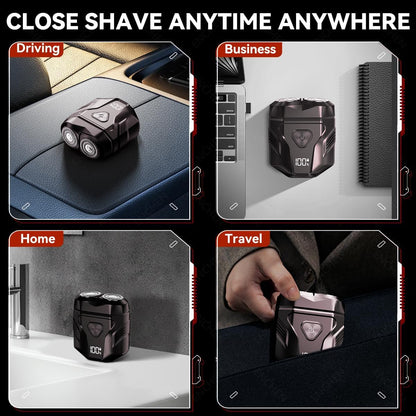 Black BRELZA rechargeable waterproof shaver with digital display for daily grooming use