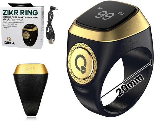 iQibla Zikr1 Lite smart tasbih ring worn on finger for digital prayer counting