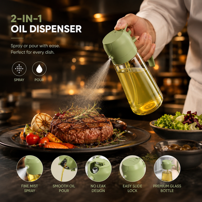 470ml 2-in-1 oil sprayer and pour bottle for cooking, BBQ, and salads