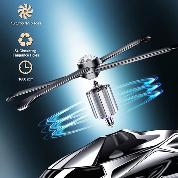 Helicopter-shaped car air freshener clipped to a vehicle air vent for interior fragrance.