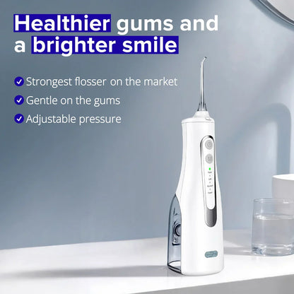 PUURSMILE water flosser positioned for daily oral hygiene and targeted gum cleaning