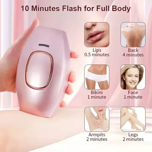 Handheld IPL laser hair removal device for at-home smooth skin treatments