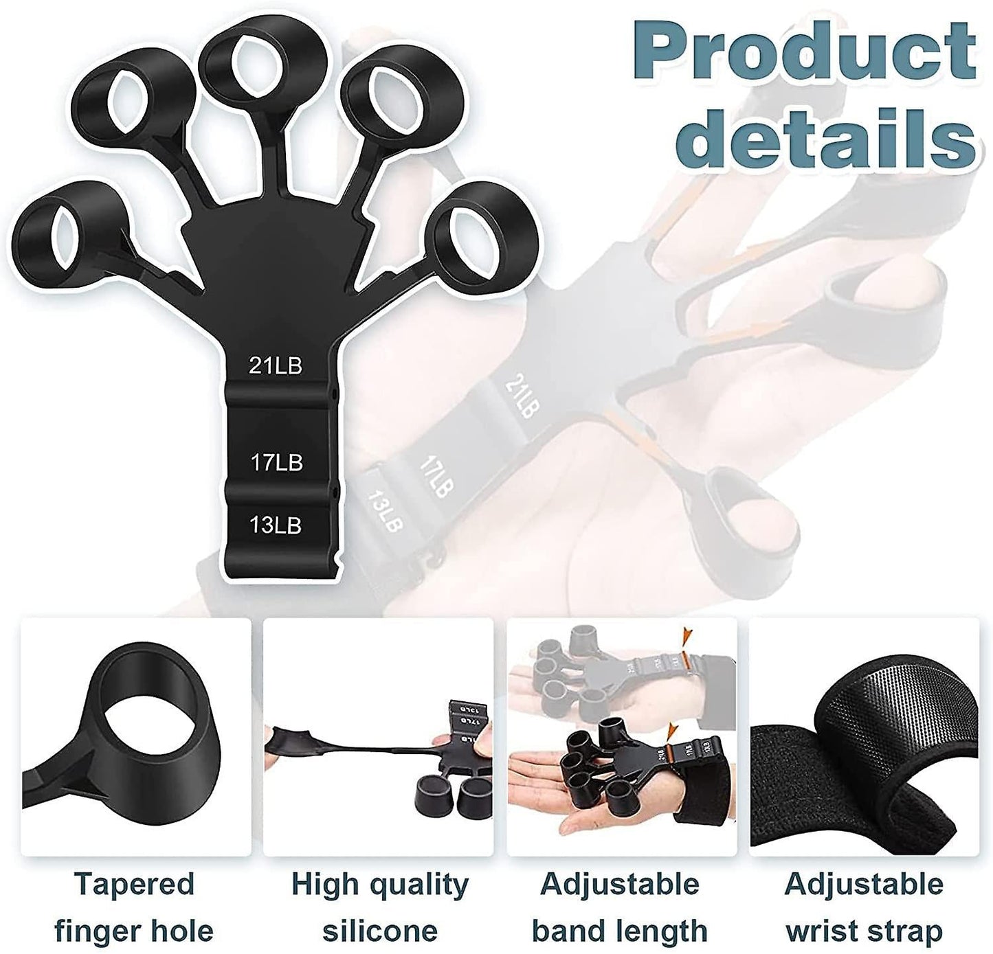 Black metal hook grip strength trainer for hand and forearm exercises