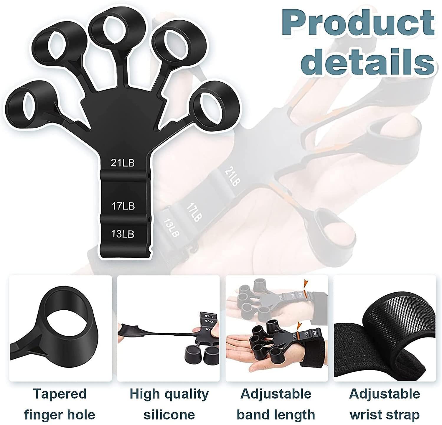 Black metal hook grip strength trainer for hand and forearm exercises
