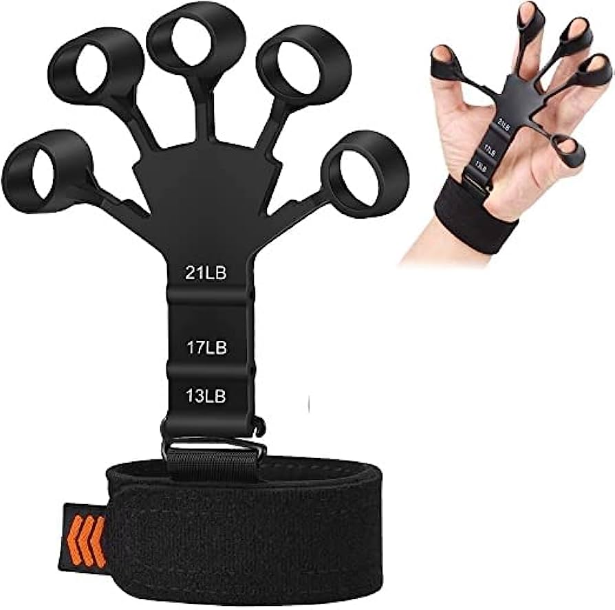 Black metal hook grip strength trainer designed for hand and forearm resistance exercises