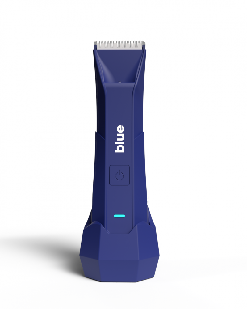 Blue electric shaver for men daily facial hair grooming and beard trimming