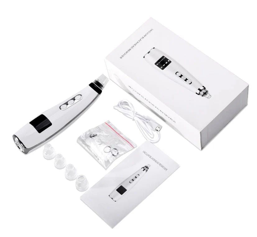 BRELZA electric blackhead suction instrument showing a handheld face cleaner with interchangeable tips for daily pore care