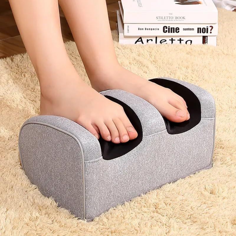 BRELZA electric foot massager showing ergonomic foot openings and digital control panel for home use.