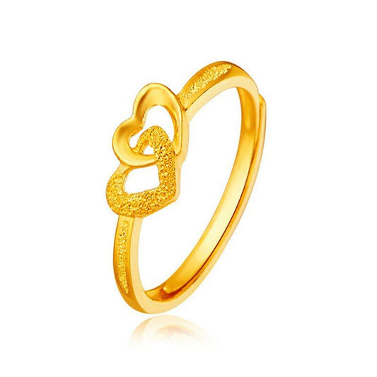 Gold plated retro heart ring displayed on a neutral background for daily fashion wear