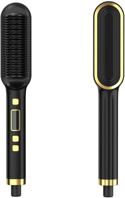 BRELZA 2-in-1 comb hair straightener for detangling and smoothing hair during daily styling.
