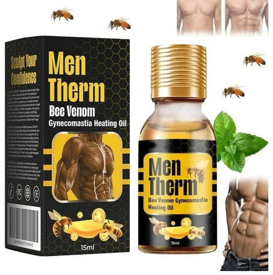 MenTherm bee venom heating oil bottle for male chest application and gynecomastia care