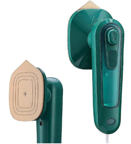 BRELZA portable mini iron shown on a surface for travel clothing wrinkle removal
