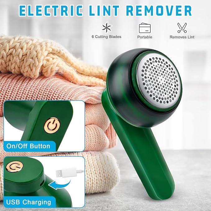 BRELZA rechargeable lint remover clearing fabric pills and fuzz from clothing and home textiles
