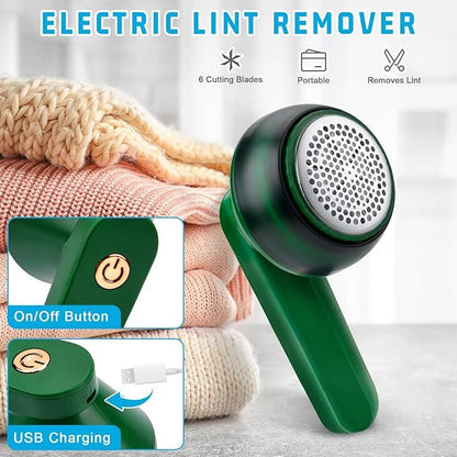 BRELZA rechargeable lint remover clearing fabric pills and fuzz from clothing and home textiles