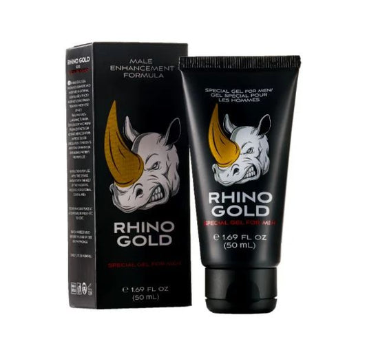 Rhino Gold Men Power Gel by BRELZA displayed in its original tube for male personal care.