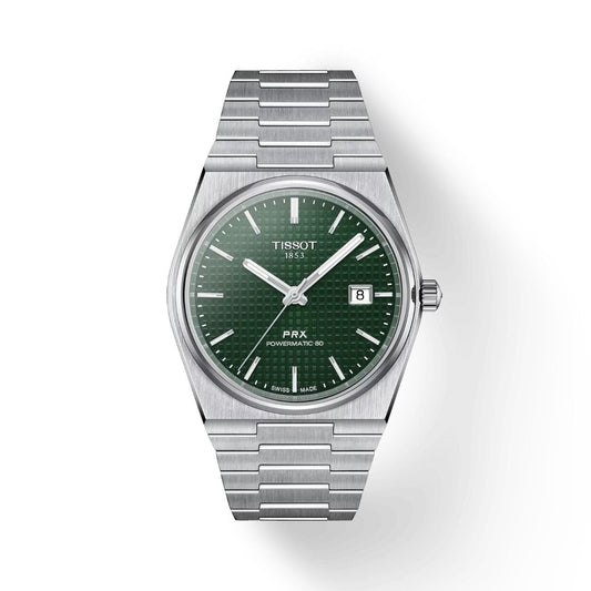 Tissot men's watch featuring a round analog dial and metal strap for daily use
