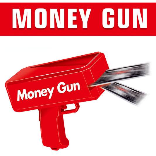Super money gun toy shooting paper bills for party celebrations